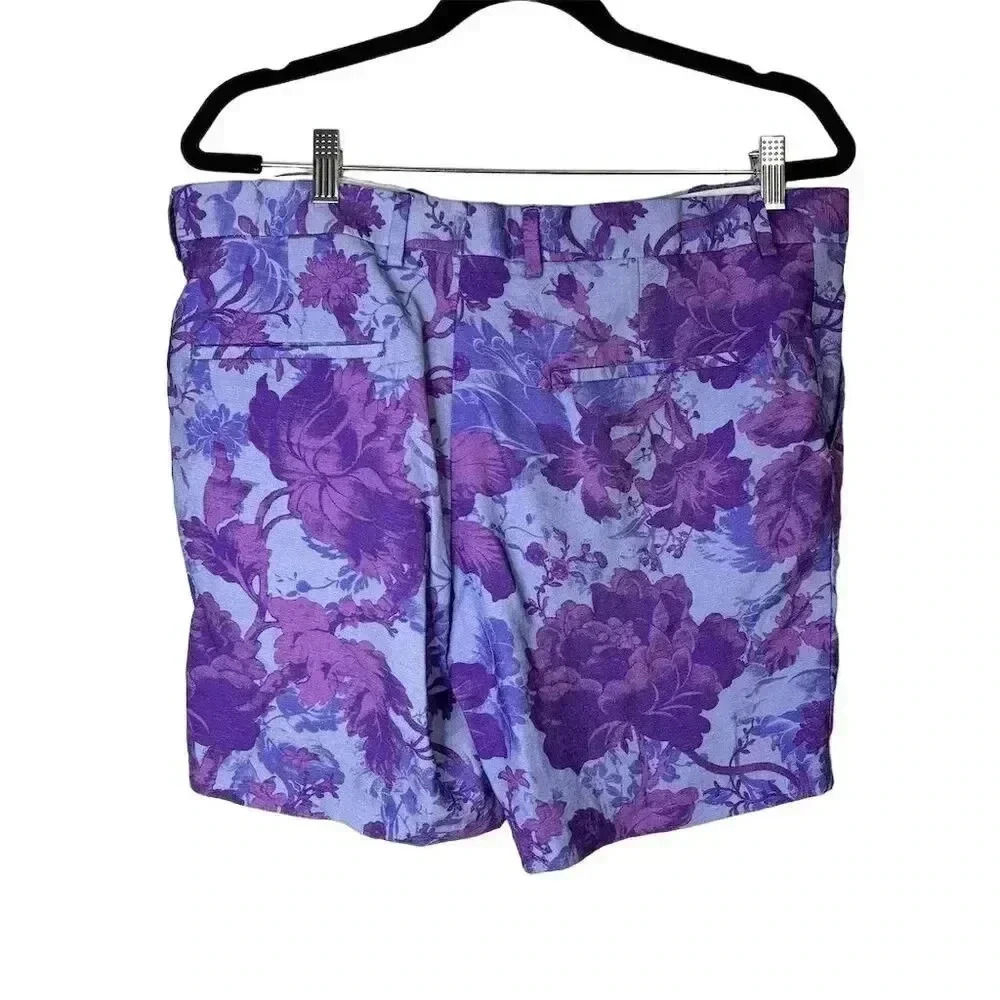 ASOS Women's Purple Floral Print Chino Shorts Size 34" Waist Casual Lightweight​ - Picture 2 of 5